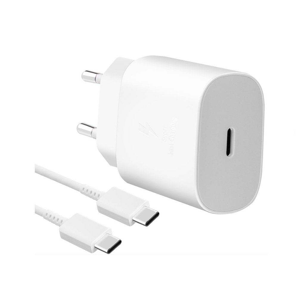Samsung EP-TA800EWE + EP-DA905BWE 25W Travel Charger + USB-C / USB-C Data Cable White (Bulk)