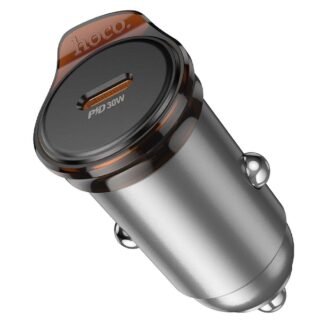 Hoco NZ16B car charger 2 x Type C + cable Type C to Lightning PD QC 45W metal gray