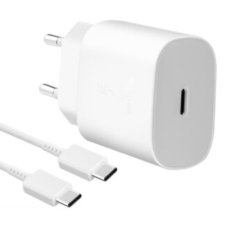 Samsung EP-TA800EWE + EP-DG980BWE 25W Travel Charger + USB-C / USB-C Data Cable White (Bulk)