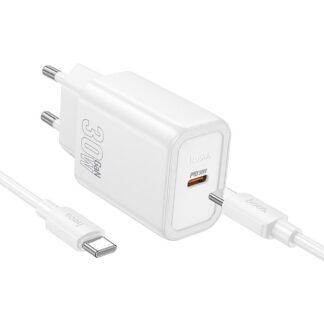 Hoco N62 wall charger Type C + cable Type C to Type C PD QC 30W white