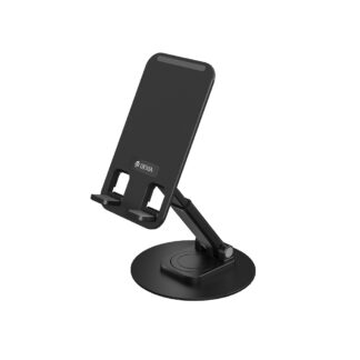 Devia folding holder stand EL195 for phone tablet rotating 360 black metal