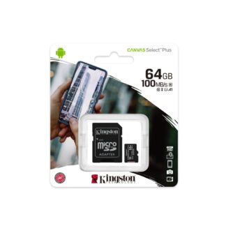 Kingston Canvas Select Plus microSDXC 64GB Class 10 U1 V10 A1 UHS-I με αντάπτορα