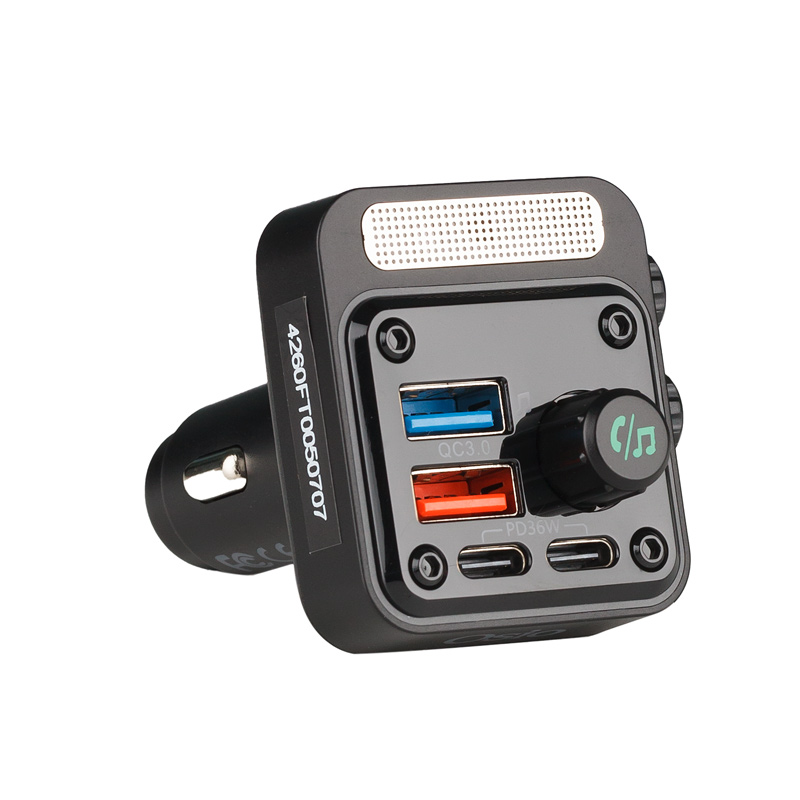 Osio OFT-4260BT Μαύρο FM transmitter και φορτιστής αυτοκινήτου με Bluetooth, USB Type-A, 2 Type-C, LED, Handsfree και θύρα δίσκου U – 54W - Image 2