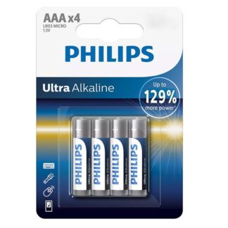 Philips LR03E4B/GRS Ultra αλκαλικές μπαταρίες Blister 4τμχ AAA