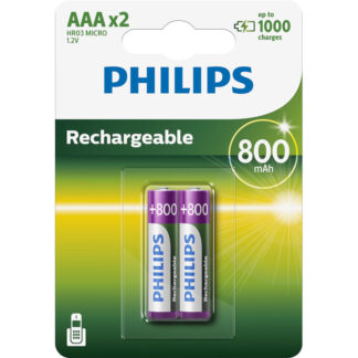 Philips R03B2Α80/GRS Επαναφορτιζόμενες μπαταρίες προ-φορτισμένες Ni-Mh 2 τμχ HR03 AAA 800 mAh 1.2 V