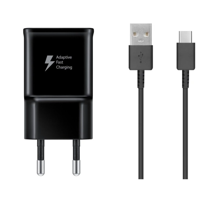 Samsung EP-TA200EBE + EP-DG970BBE 15W Travel Charger + USB-C Data Cable Black (Bulk)