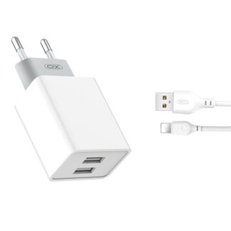 XO – L65 wall charger 2x USB 2,4A + Lighning cable white